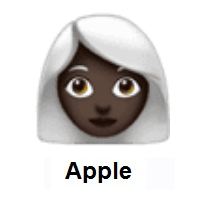 Woman: Dark Skin Tone, White Hair on Apple iOS