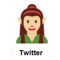 Woman Elf: Medium-Light Skin Tone on Twitter Twemoji