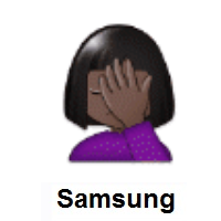 Woman Facepalming: Dark Skin Tone on Samsung