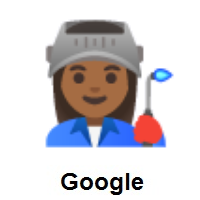 Woman Factory Worker: Medium-Dark Skin Tone on Google Android