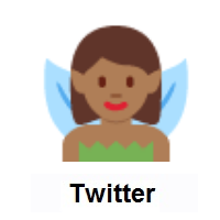 Woman Fairy: Medium-Dark Skin Tone on Twitter Twemoji