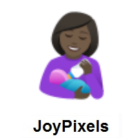 Woman Feeding Baby: Dark Skin Tone on JoyPixels
