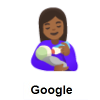 Woman Feeding Baby: Medium-Dark Skin Tone on Google Android