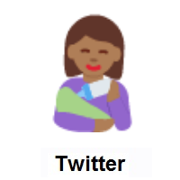 Woman Feeding Baby: Medium-Dark Skin Tone on Twitter Twemoji