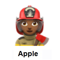 Woman Firefighter: Medium-Dark Skin Tone on Apple iOS