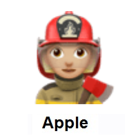 Woman Firefighter: Medium-Light Skin Tone on Apple iOS