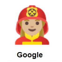 Woman Firefighter: Medium-Light Skin Tone on Google Android