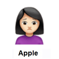 Woman Frowning: Light Skin Tone on Apple iOS