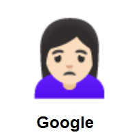 Woman Frowning: Light Skin Tone on Google Android
