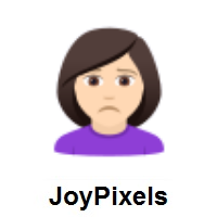 Woman Frowning: Light Skin Tone on JoyPixels