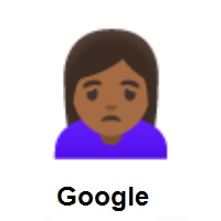 Woman Frowning: Medium-Dark Skin Tone on Google Android