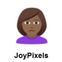 Woman Frowning: Medium-Dark Skin Tone on JoyPixels