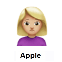 Woman Frowning: Medium-Light Skin Tone on Apple iOS