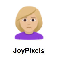 Woman Frowning: Medium-Light Skin Tone on JoyPixels