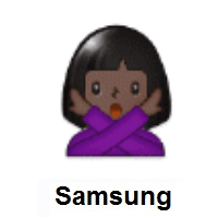 Woman Gesturing NO: Dark Skin Tone on Samsung