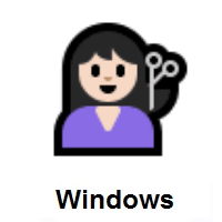 Woman Getting Haircut: Light Skin Tone on Microsoft Windows