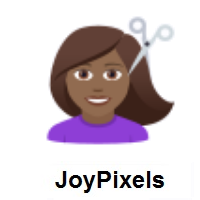 Woman Getting Haircut: Medium-Dark Skin Tone on JoyPixels
