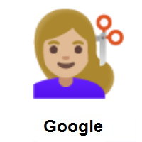 Woman Getting Haircut: Medium-Light Skin Tone on Google Android