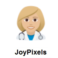 Woman Health Worker: Medium-Light Skin Tone on JoyPixels
