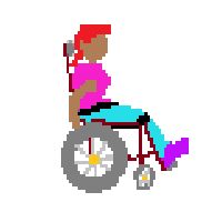 Woman in Manual Wheelchair Facing Right: Medium-Dark Skin Tone