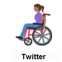 Woman In Manual Wheelchair: Medium-Dark Skin Tone on Twitter Twemoji