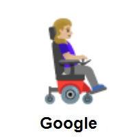 Woman in Motorized Wheelchair Facing Right: Medium-Light Skin Tone on Google Android