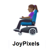 Woman In Motorized Wheelchair: Medium-Dark Skin Tone on JoyPixels