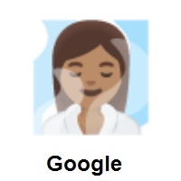 Woman in Steamy Room: Medium Skin Tone on Google Android
