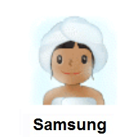 Woman in Steamy Room: Medium Skin Tone on Samsung