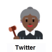 Woman Judge: Dark Skin Tone on Twitter Twemoji