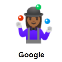 Woman Juggling: Medium-Dark Skin Tone on Google Android