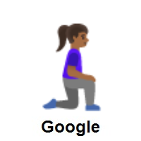 Woman Kneeling Facing Right: Medium-Dark Skin Tone on Google Android