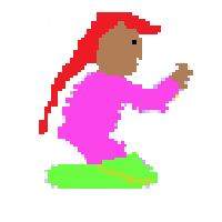 Woman Kneeling Facing Right: Medium-Dark Skin Tone