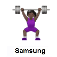 Woman Lifting Weights: Dark Skin Tone on Samsung