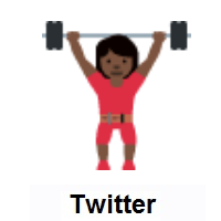 Woman Lifting Weights: Dark Skin Tone on Twitter Twemoji