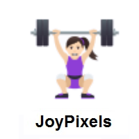 Woman Lifting Weights: Light Skin Tone on JoyPixels