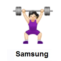 Woman Lifting Weights: Light Skin Tone on Samsung