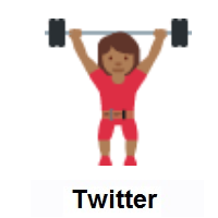 Woman Lifting Weights: Medium-Dark Skin Tone on Twitter Twemoji