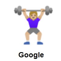 Woman Lifting Weights: Medium-Light Skin Tone on Google Android