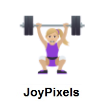 Woman Lifting Weights: Medium-Light Skin Tone on JoyPixels