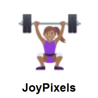 Woman Lifting Weights: Medium Skin Tone on JoyPixels