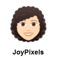 Woman: Light Skin Tone, Curly Hair on JoyPixels