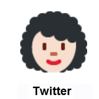 Woman: Light Skin Tone, Curly Hair on Twitter Twemoji