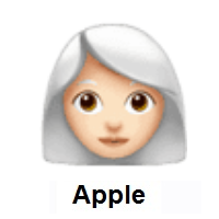 Woman: Light Skin Tone, White Hair on Apple iOS