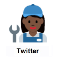 Woman Mechanic: Dark Skin Tone on Twitter Twemoji