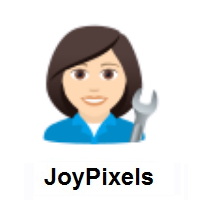 Woman Mechanic: Light Skin Tone on JoyPixels