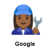 Woman Mechanic: Medium-Dark Skin Tone on Google Android