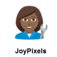 Woman Mechanic: Medium-Dark Skin Tone on JoyPixels