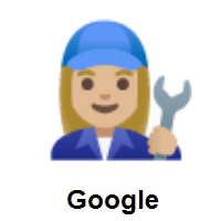 Woman Mechanic: Medium-Light Skin Tone on Google Android