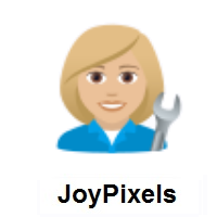 Woman Mechanic: Medium-Light Skin Tone on JoyPixels